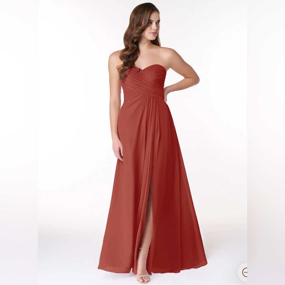 Azazie Arabella Allure in Terracotta. Size A2